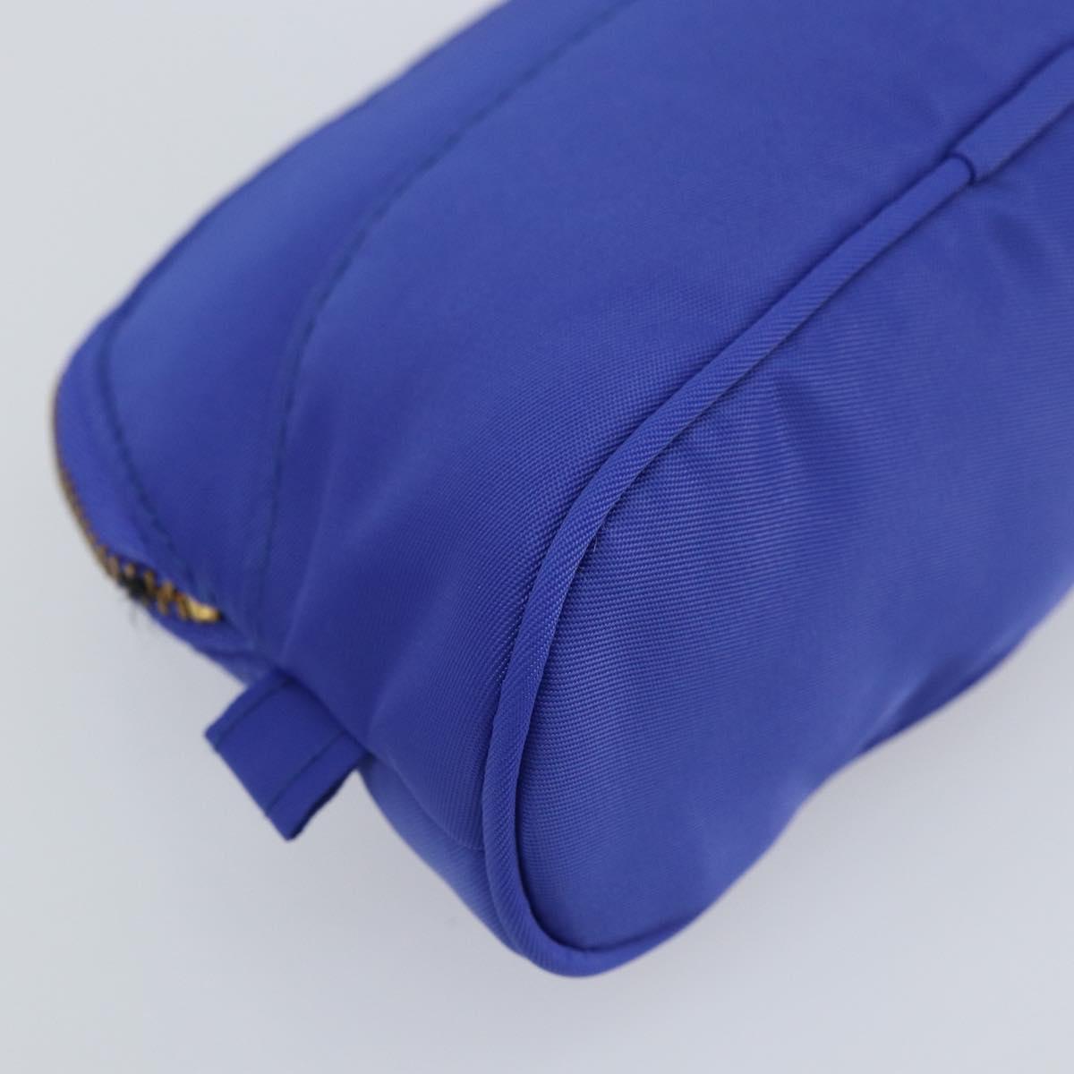 CELINE Pouch Nylon Blue Gold Auth 162720