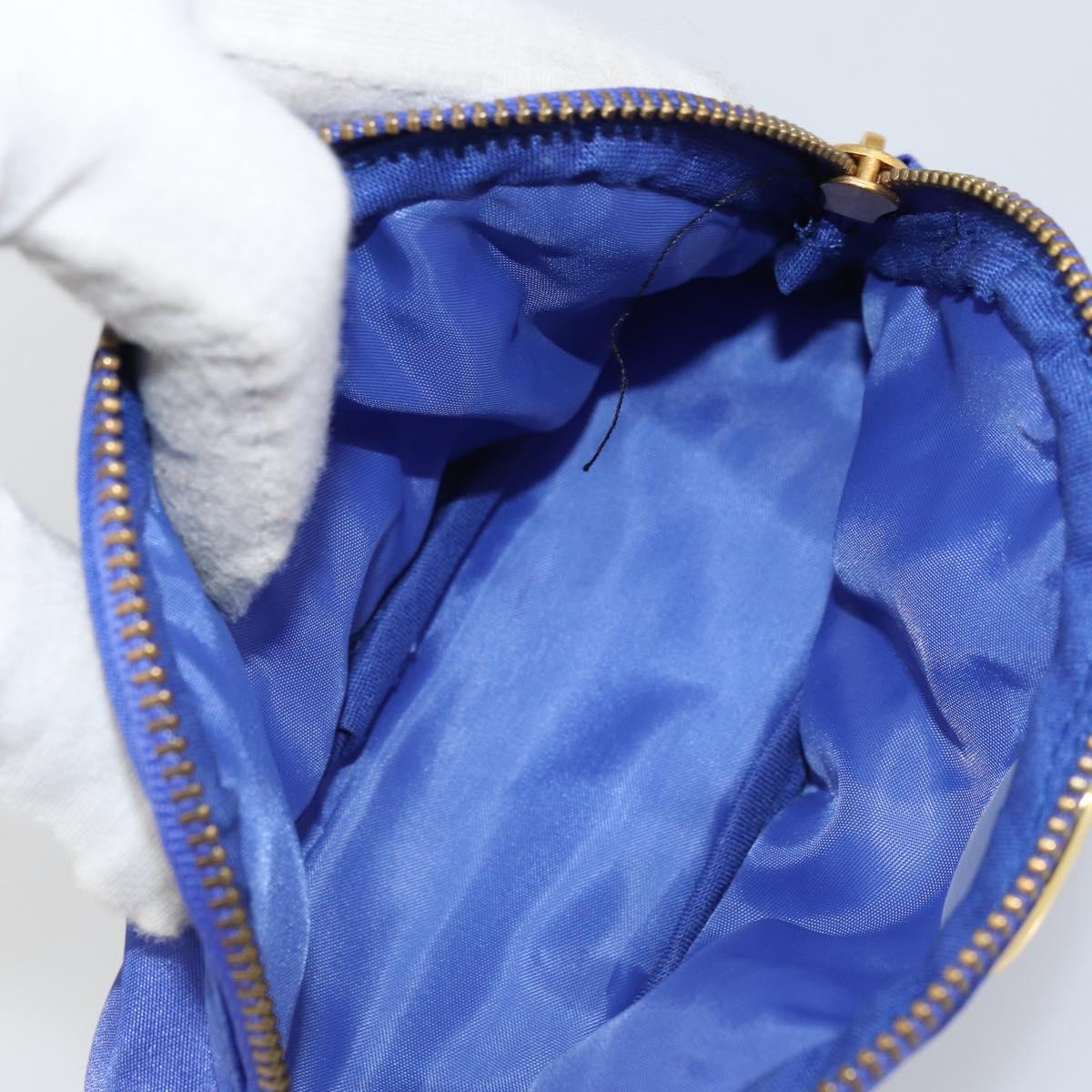 CELINE Pouch Nylon Blue Gold Auth 162720