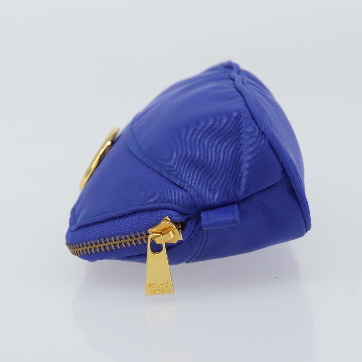 CELINE Pouch Nylon Blue Gold Auth 162720