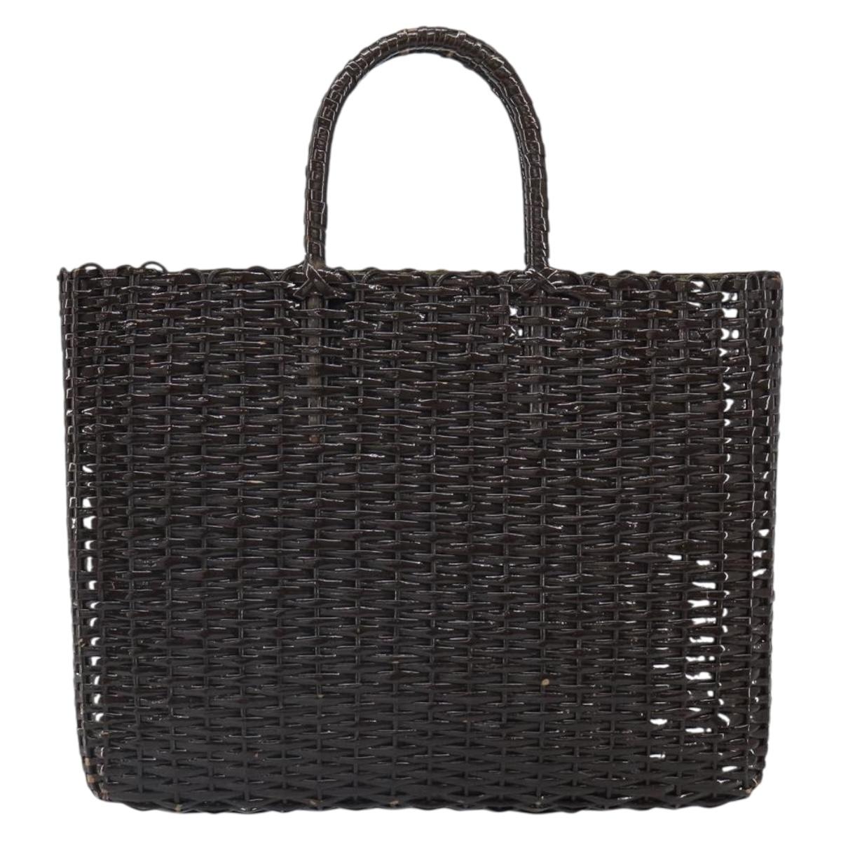 FENDI Hand Bag Raffia Brown Auth 162721