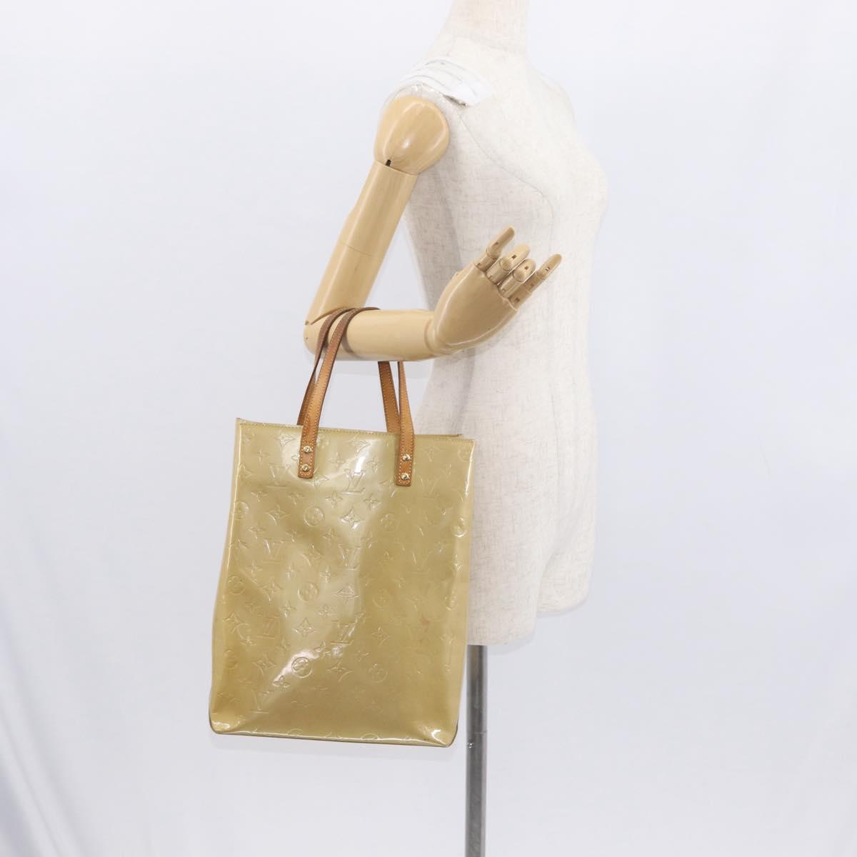 LOUIS VUITTON Monogram Vernis Reade MM Hand Bag Beige M91141 LV Auth 162727