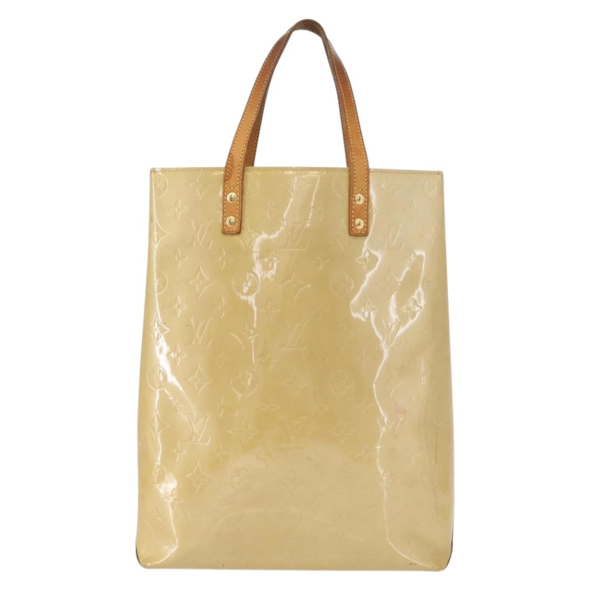 LOUIS VUITTON Monogram Vernis Reade MM Hand Bag Beige M91141 LV Auth 162727