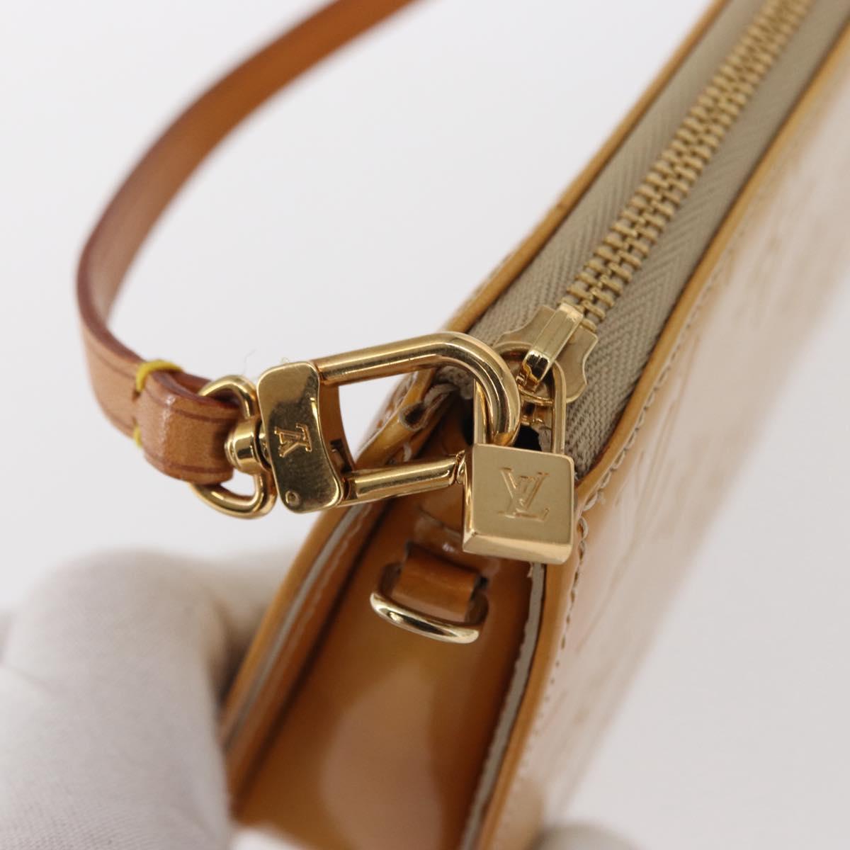 LOUIS VUITTON Monogram Vernis Lexington Accessory Pouch Beige M91010 Auth 162728