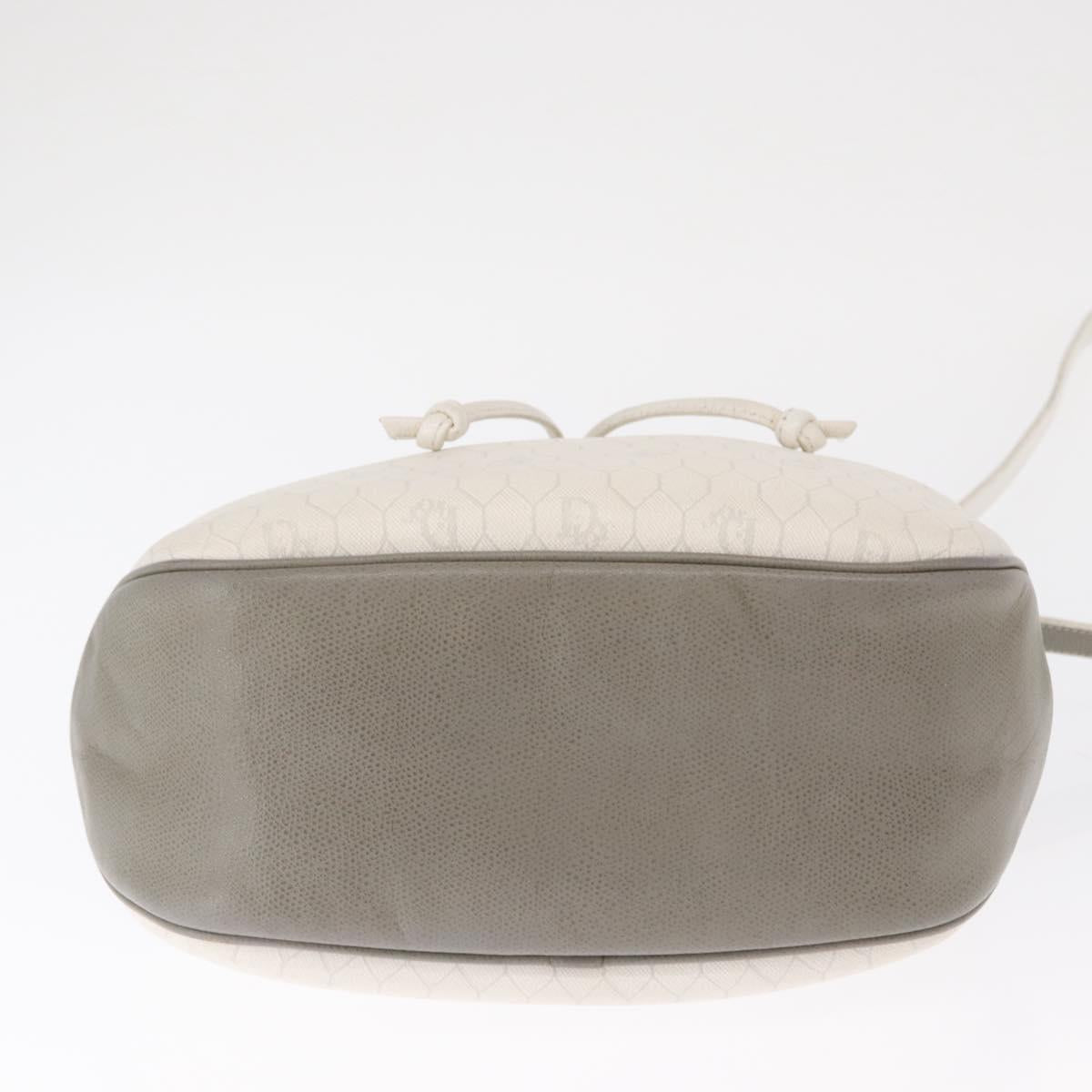 Christian Dior Honeycomb Canvas Shoulder Bag PVC Gold White Auth 162745