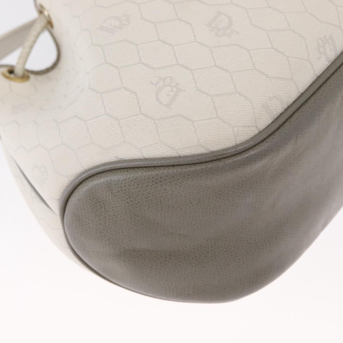 Christian Dior Honeycomb Canvas Shoulder Bag PVC Gold White Auth 162745