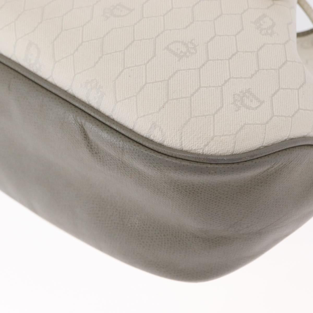 Christian Dior Honeycomb Canvas Shoulder Bag PVC Gold White Auth 162745