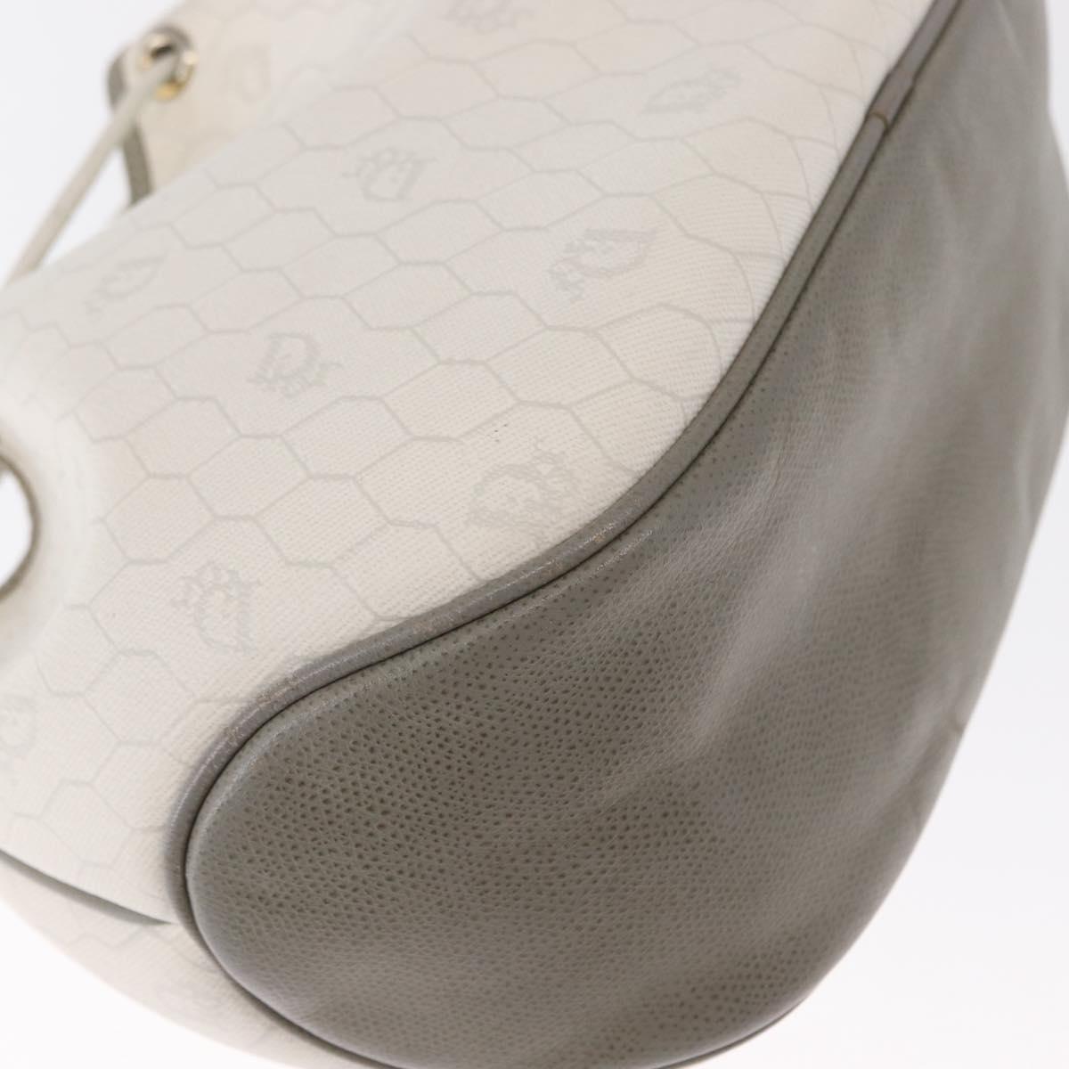 Christian Dior Honeycomb Canvas Shoulder Bag PVC Gold White Auth 162745