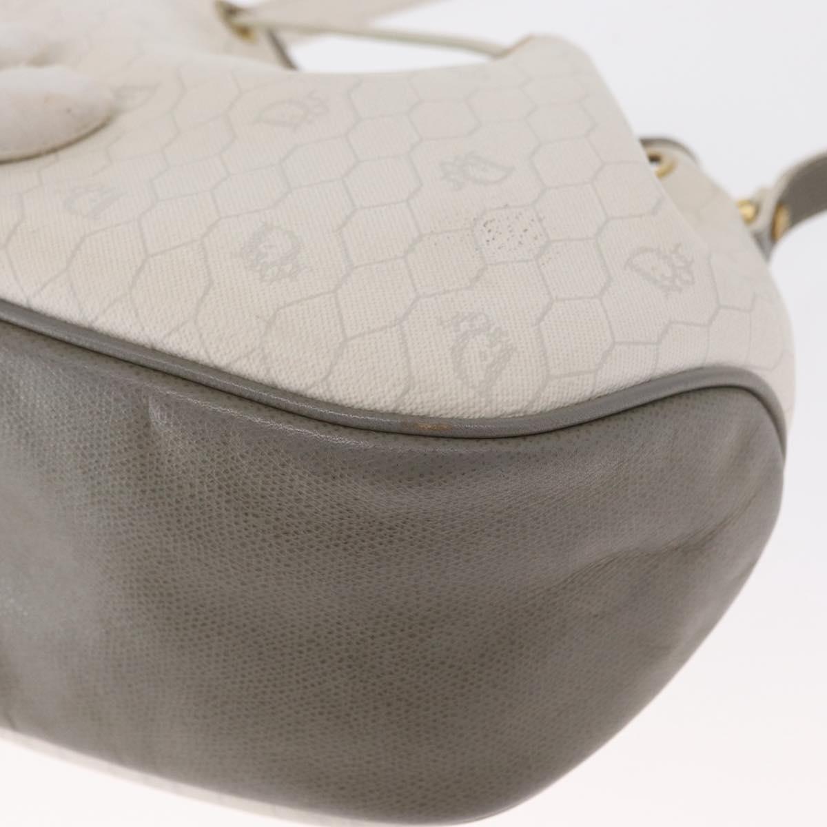 Christian Dior Honeycomb Canvas Shoulder Bag PVC Gold White Auth 162745