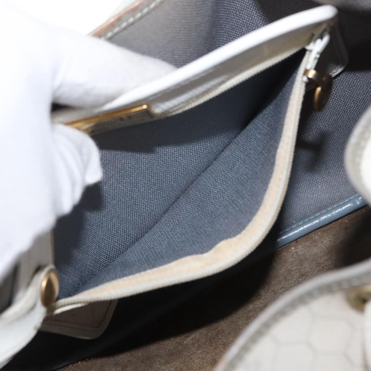 Christian Dior Honeycomb Canvas Shoulder Bag PVC Gold White Auth 162745