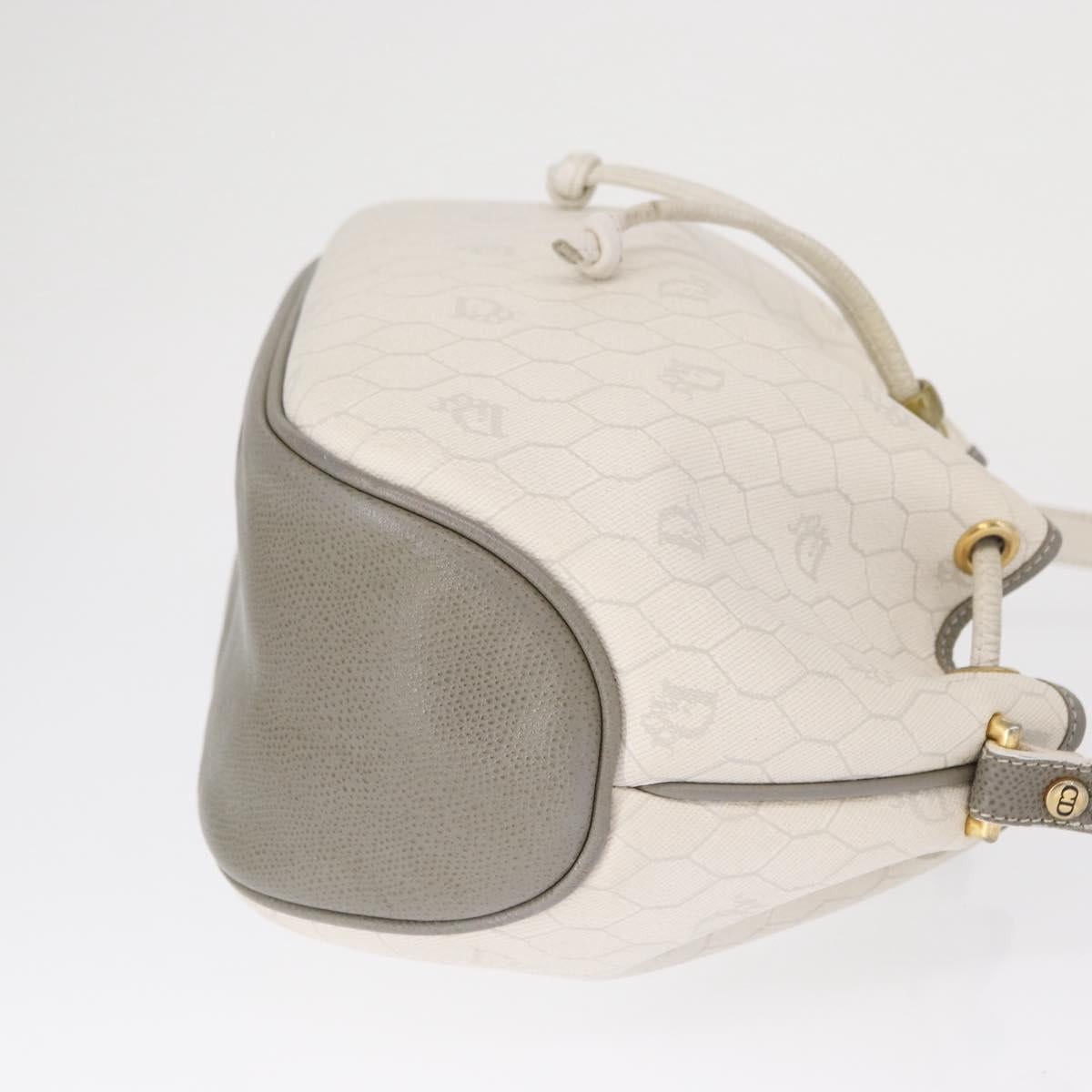 Christian Dior Honeycomb Canvas Shoulder Bag PVC Gold White Auth 162745