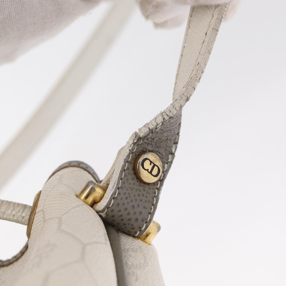 Christian Dior Honeycomb Canvas Shoulder Bag PVC Gold White Auth 162745