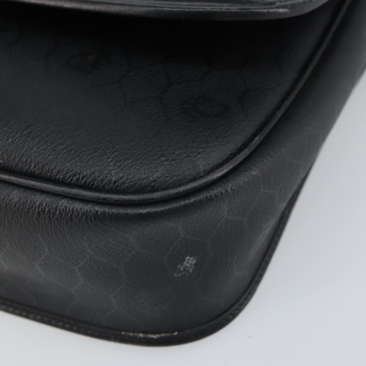 Christian Dior Honeycomb Canvas Shoulder Bag PVC Black Gold Auth 162746