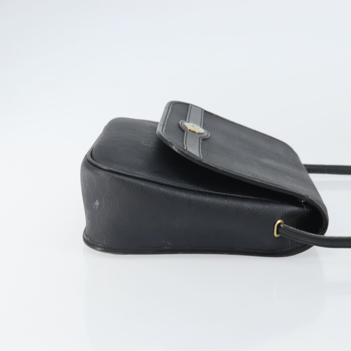 Christian Dior Honeycomb Canvas Shoulder Bag PVC Black Gold Auth 162746