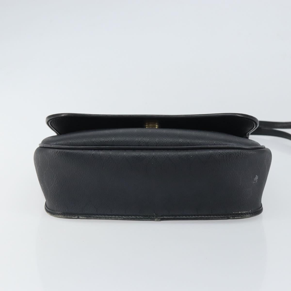 Christian Dior Honeycomb Canvas Shoulder Bag PVC Black Gold Auth 162746