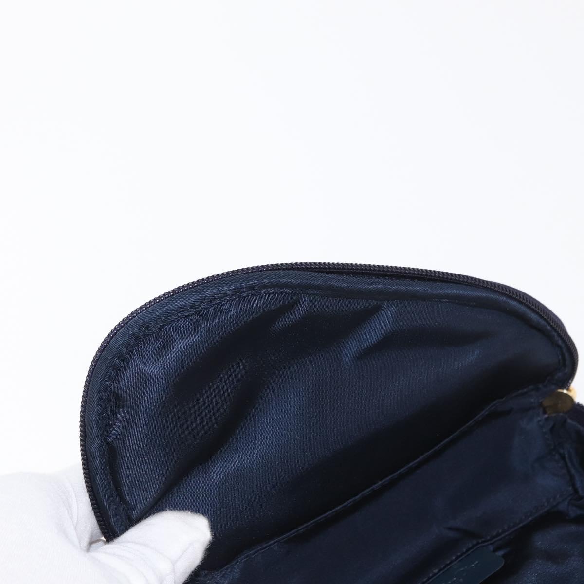 Christian Dior Trotter Canvas Saddle Pouch Navy Gold Auth 162748