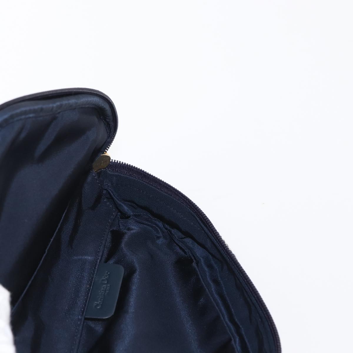 Christian Dior Trotter Canvas Saddle Pouch Navy Gold Auth 162748