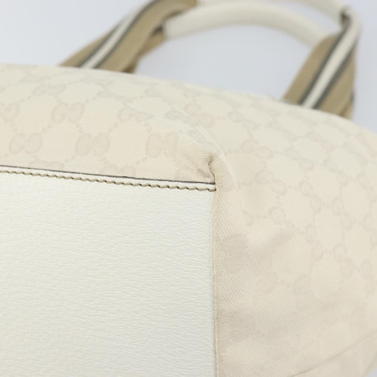 GUCCI GG Canvas Tote Bag White Gold 131230 Auth 162761