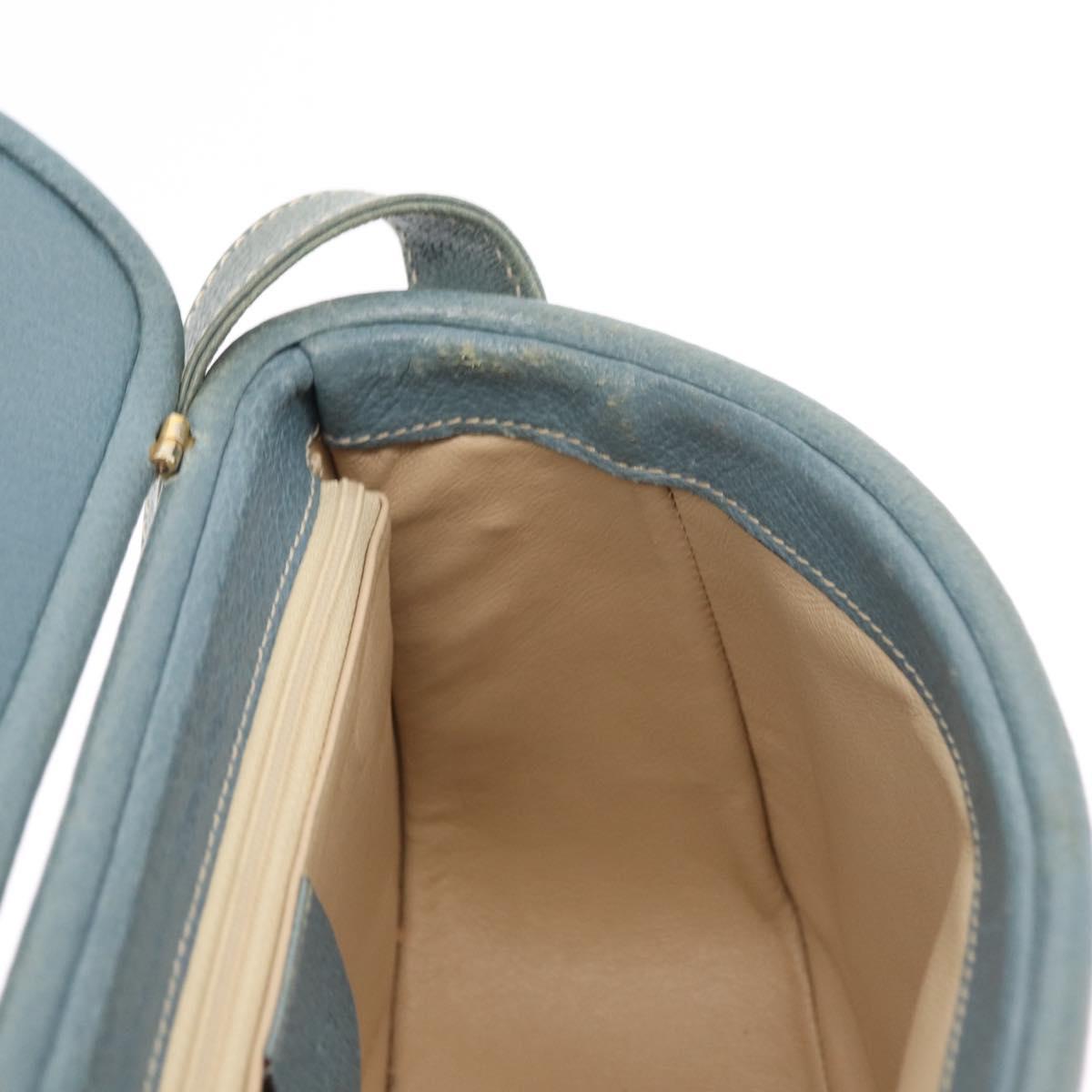 GUCCI Shoulder Bag Leather Blue Gold 001 406 1339 Auth 162763