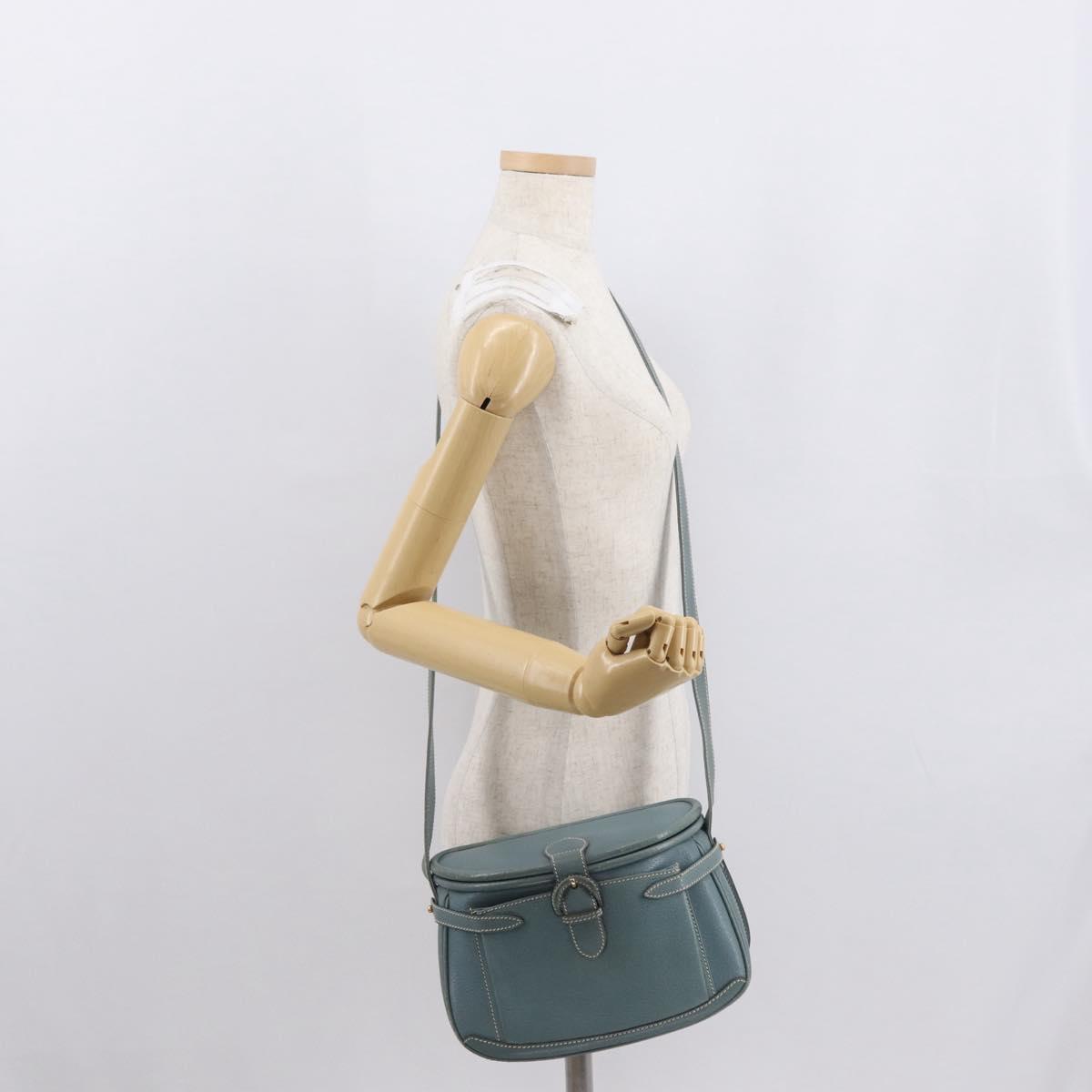 GUCCI Shoulder Bag Leather Blue Gold 001 406 1339 Auth 162763