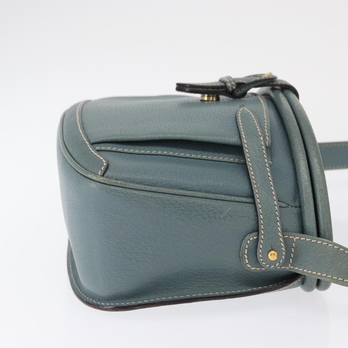 GUCCI Shoulder Bag Leather Blue Gold 001 406 1339 Auth 162763