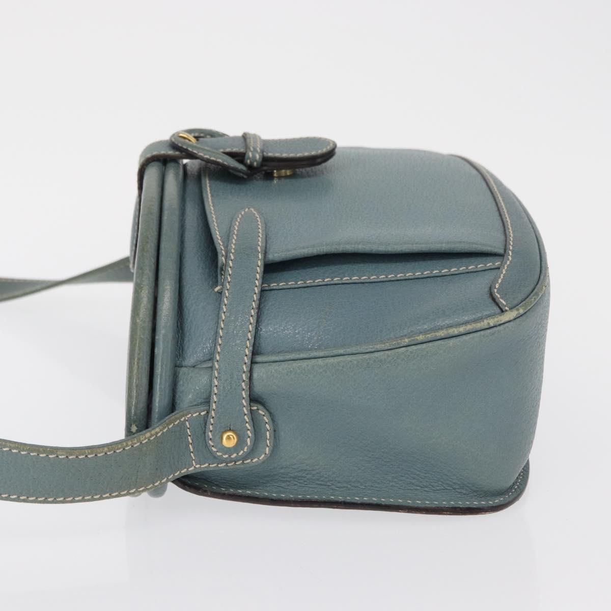 GUCCI Shoulder Bag Leather Blue Gold 001 406 1339 Auth 162763