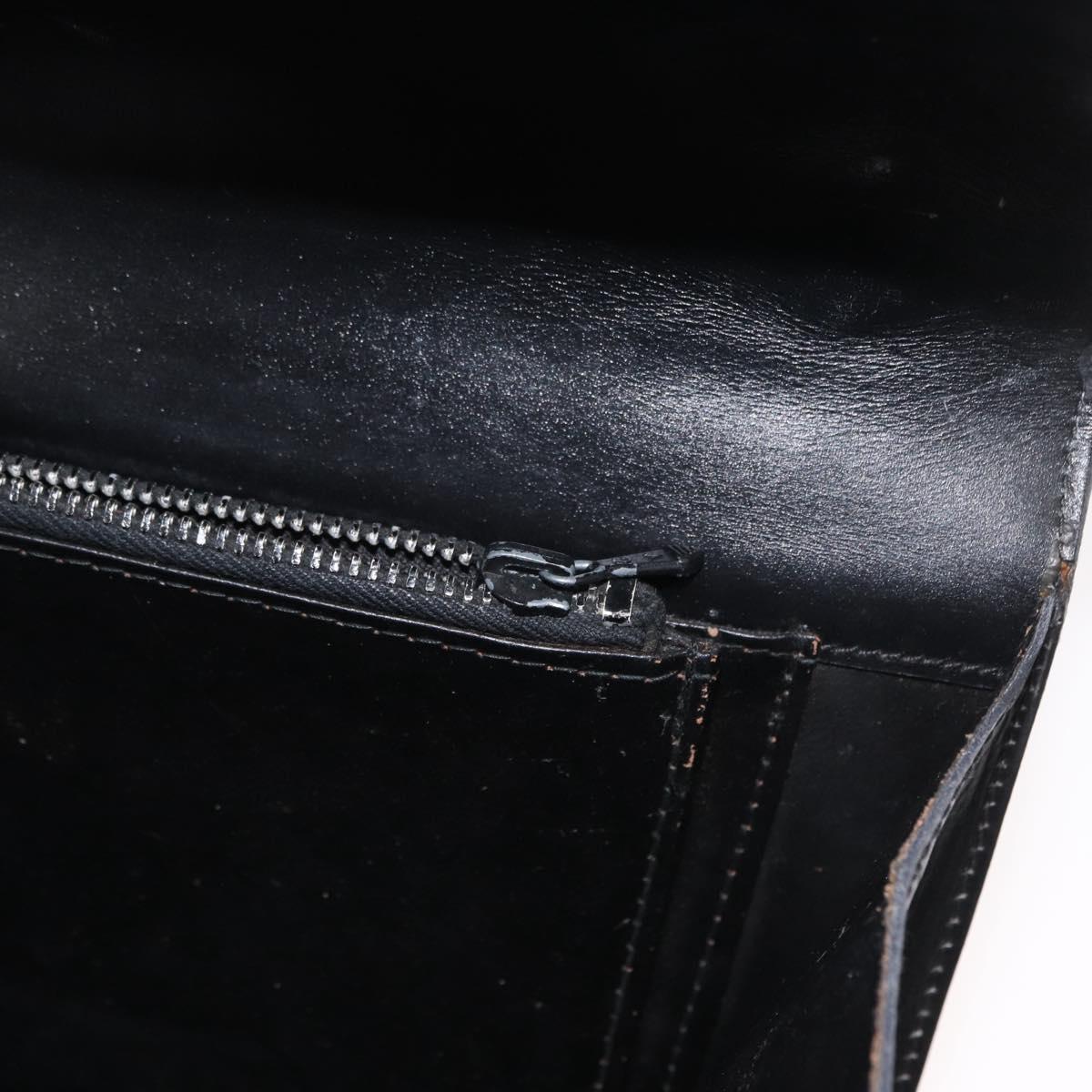 GUCCI Hand Bag Leather Gold Black Auth 162764