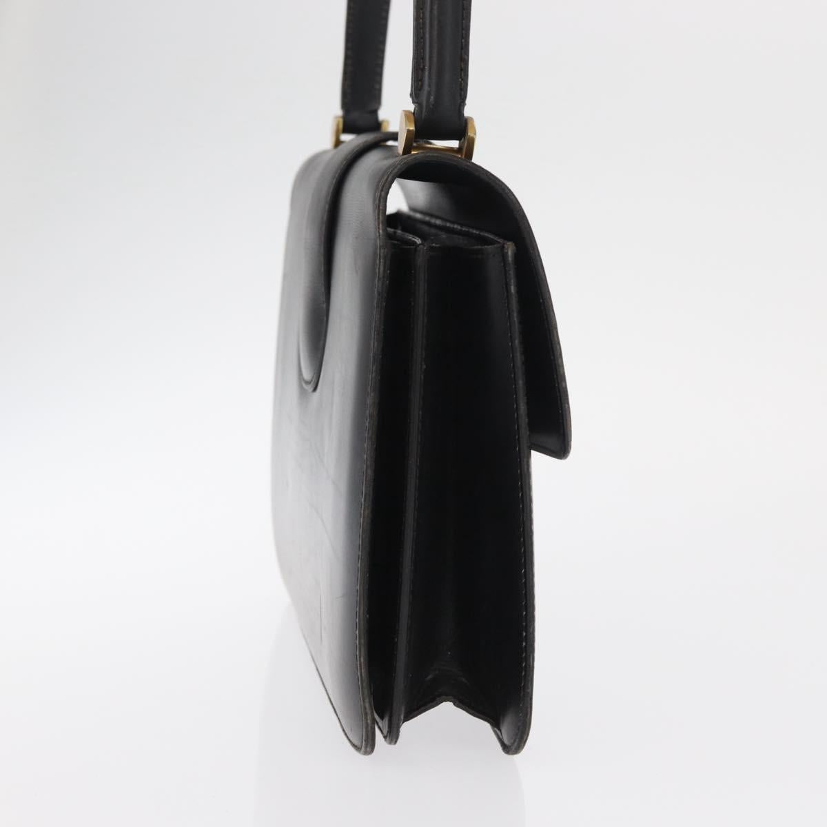 GUCCI Hand Bag Leather Gold Black Auth 162764