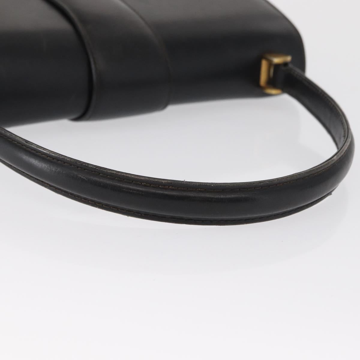 GUCCI Hand Bag Leather Gold Black Auth 162764