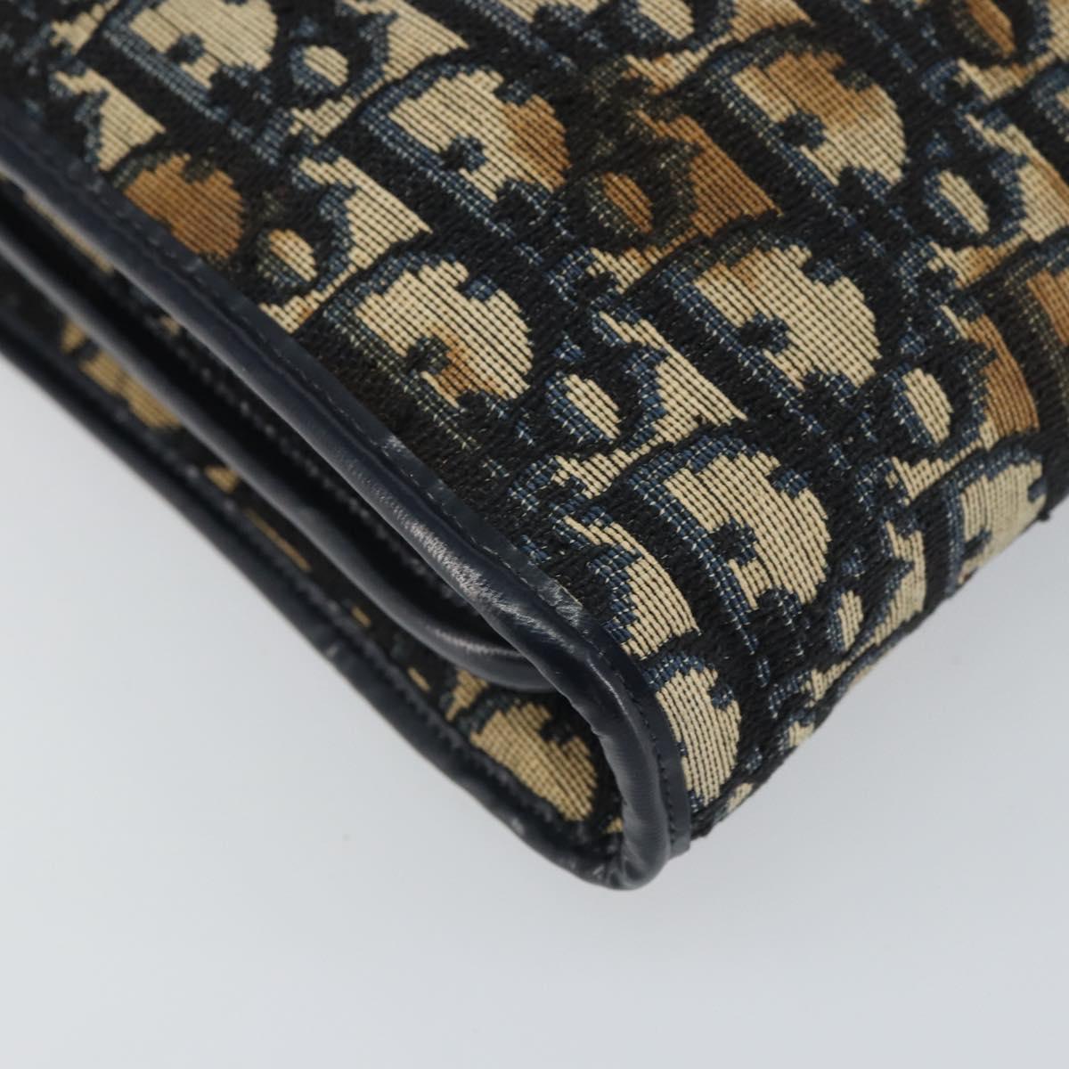 Christian Dior Trotter Canvas Hand Bag Navy Gold Auth 162766