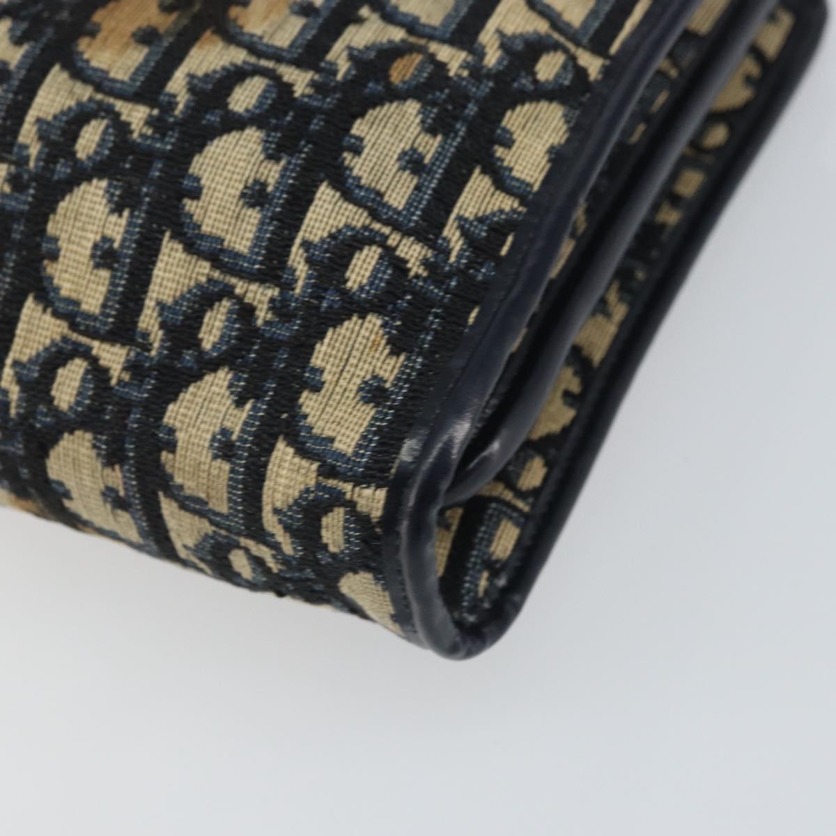 Christian Dior Trotter Canvas Hand Bag Navy Gold Auth 162766