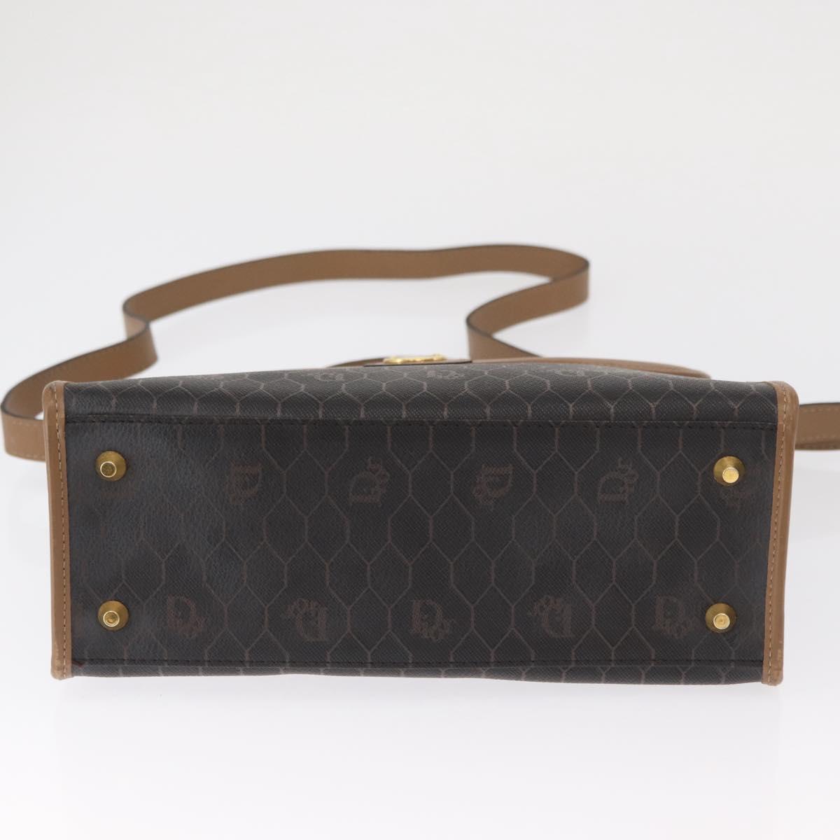 Christian Dior Honeycomb Canvas Hand Bag PVC 2way Black Gold Auth 162767
