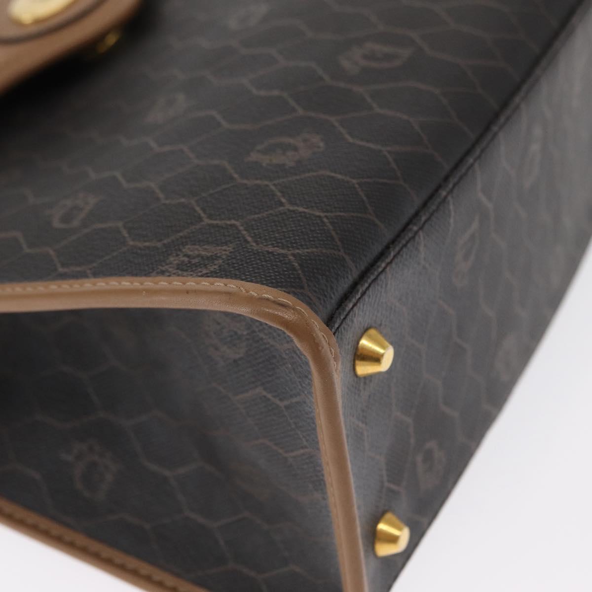 Christian Dior Honeycomb Canvas Hand Bag PVC 2way Black Gold Auth 162767