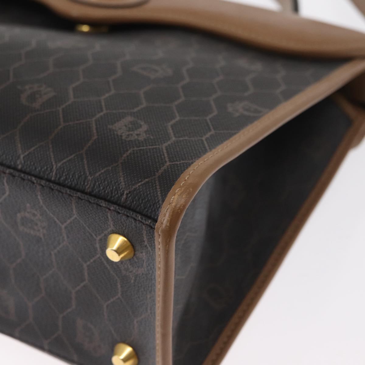 Christian Dior Honeycomb Canvas Hand Bag PVC 2way Black Gold Auth 162767