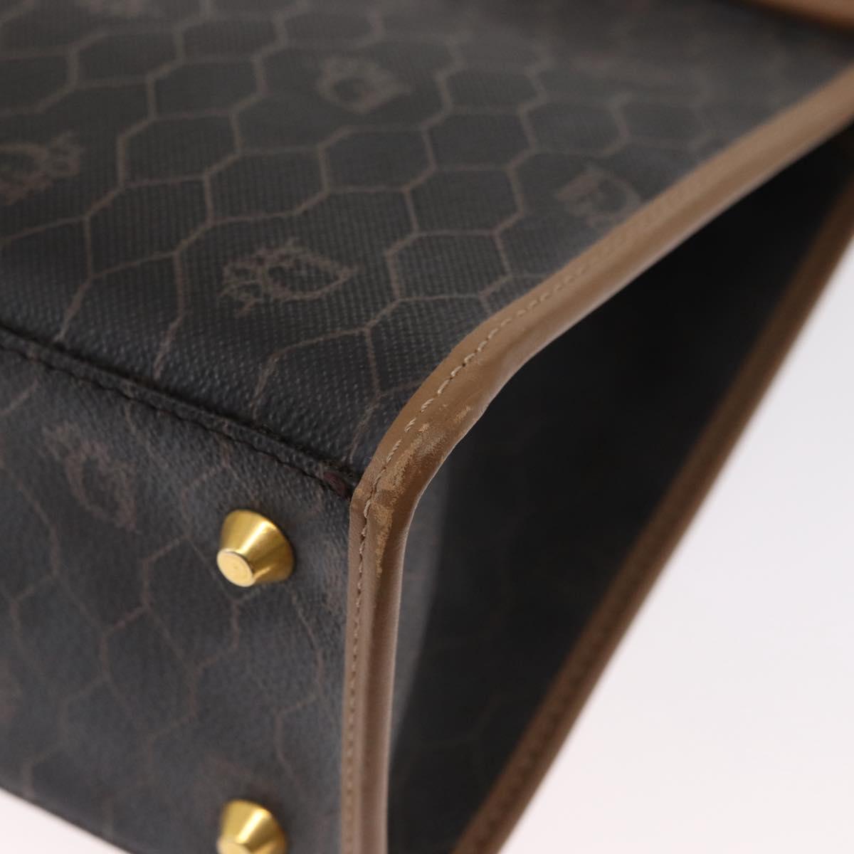 Christian Dior Honeycomb Canvas Hand Bag PVC 2way Black Gold Auth 162767