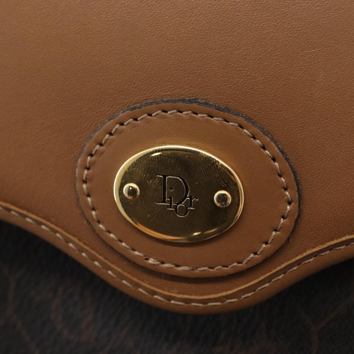 Christian Dior Honeycomb Canvas Hand Bag PVC 2way Black Gold Auth 162767