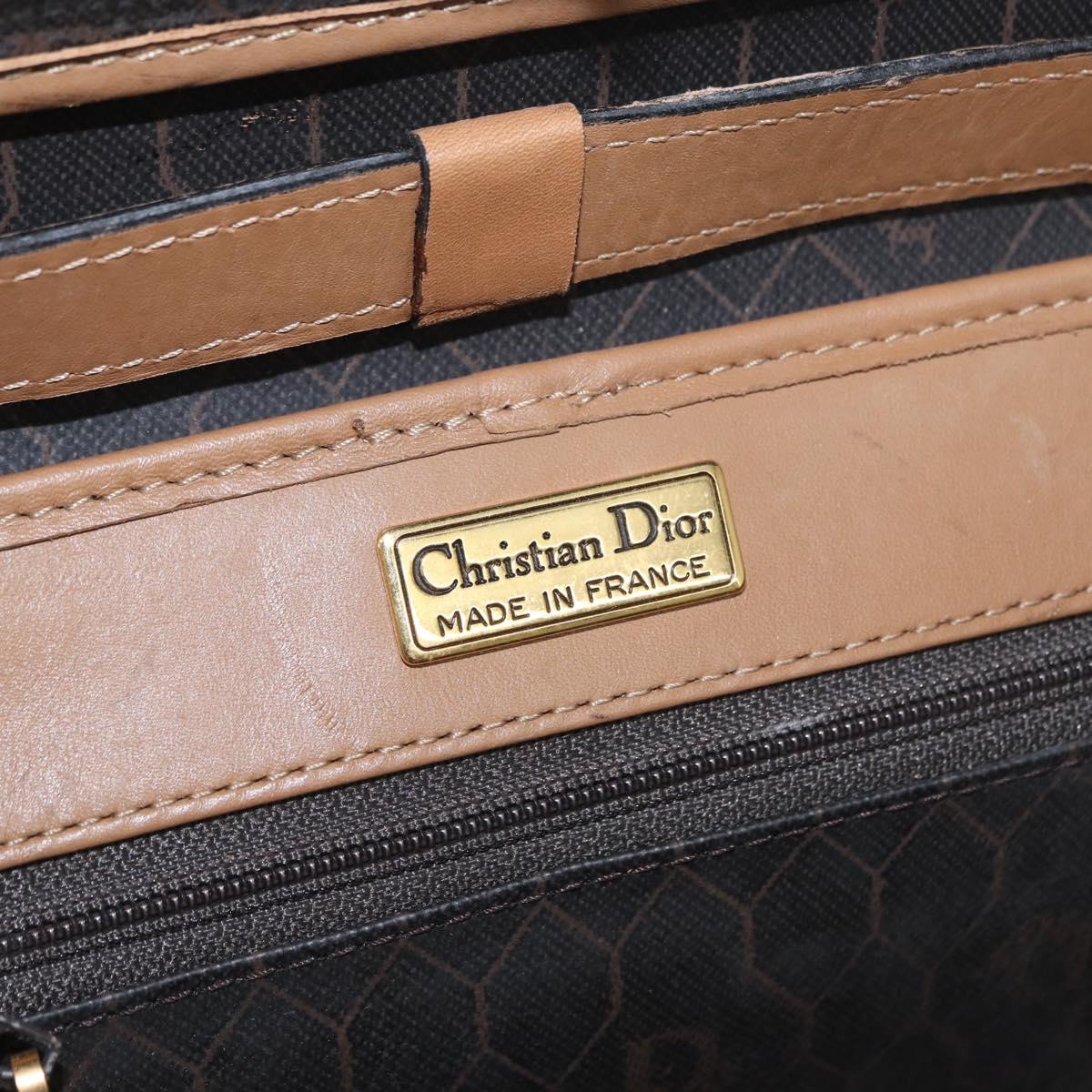 Christian Dior Honeycomb Canvas Hand Bag PVC 2way Black Gold Auth 162767