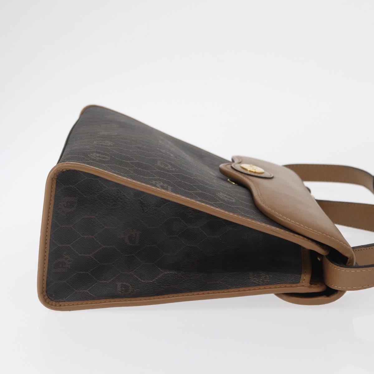 Christian Dior Honeycomb Canvas Hand Bag PVC 2way Black Gold Auth 162767