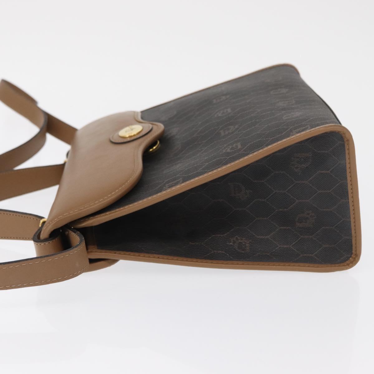 Christian Dior Honeycomb Canvas Hand Bag PVC 2way Black Gold Auth 162767