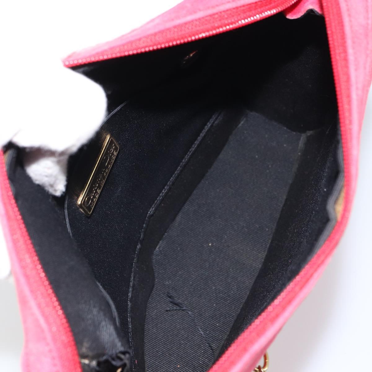Christian Dior Chain Shoulder Bag Suede Pink Gold Auth 162768