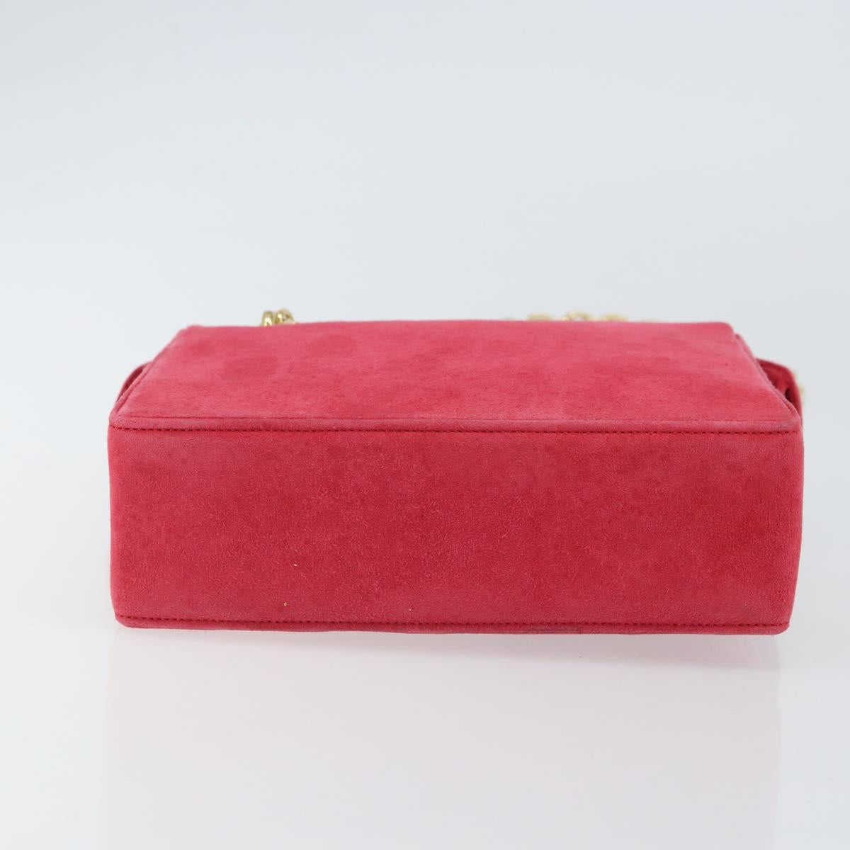 Christian Dior Chain Shoulder Bag Suede Pink Gold Auth 162768