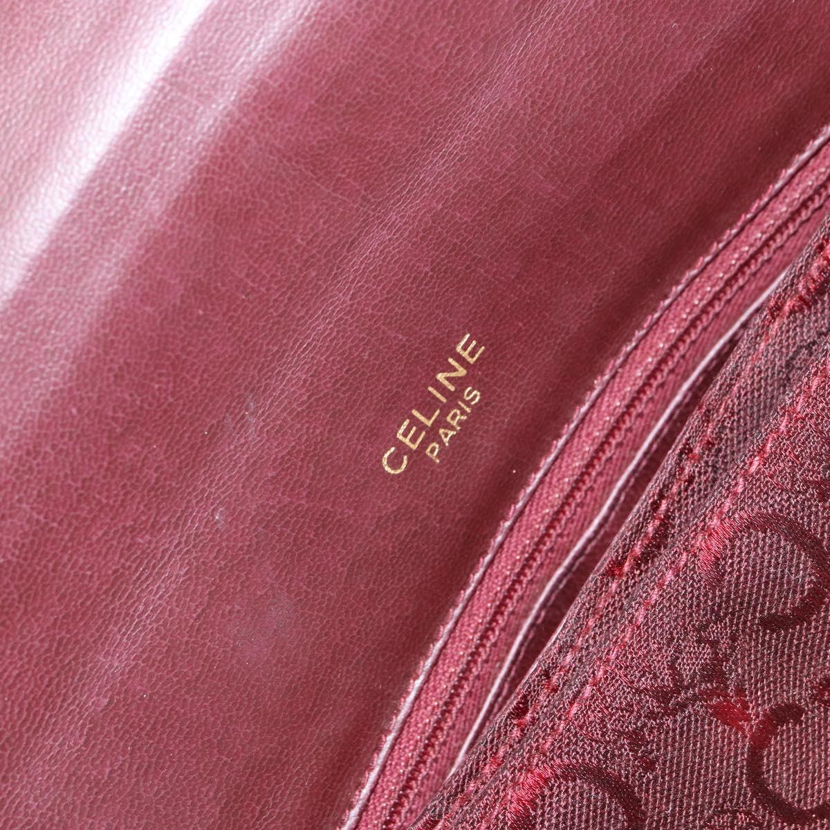 CELINE C Sulky Shoulder Bag Canvas Leather Red Gold Auth 162769
