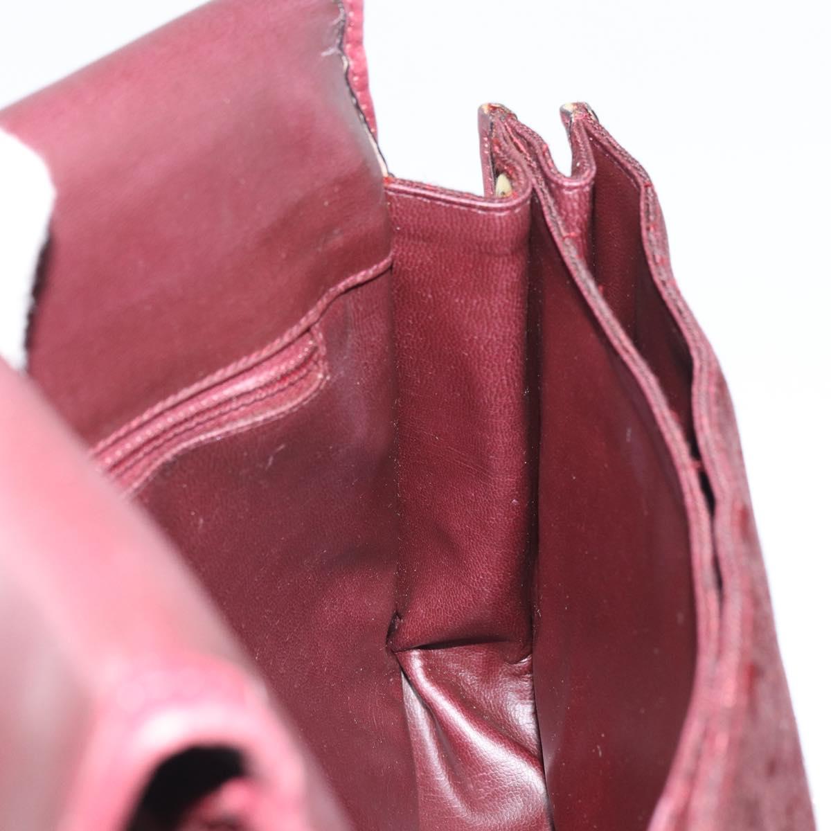 CELINE C Sulky Shoulder Bag Canvas Leather Red Gold Auth 162769