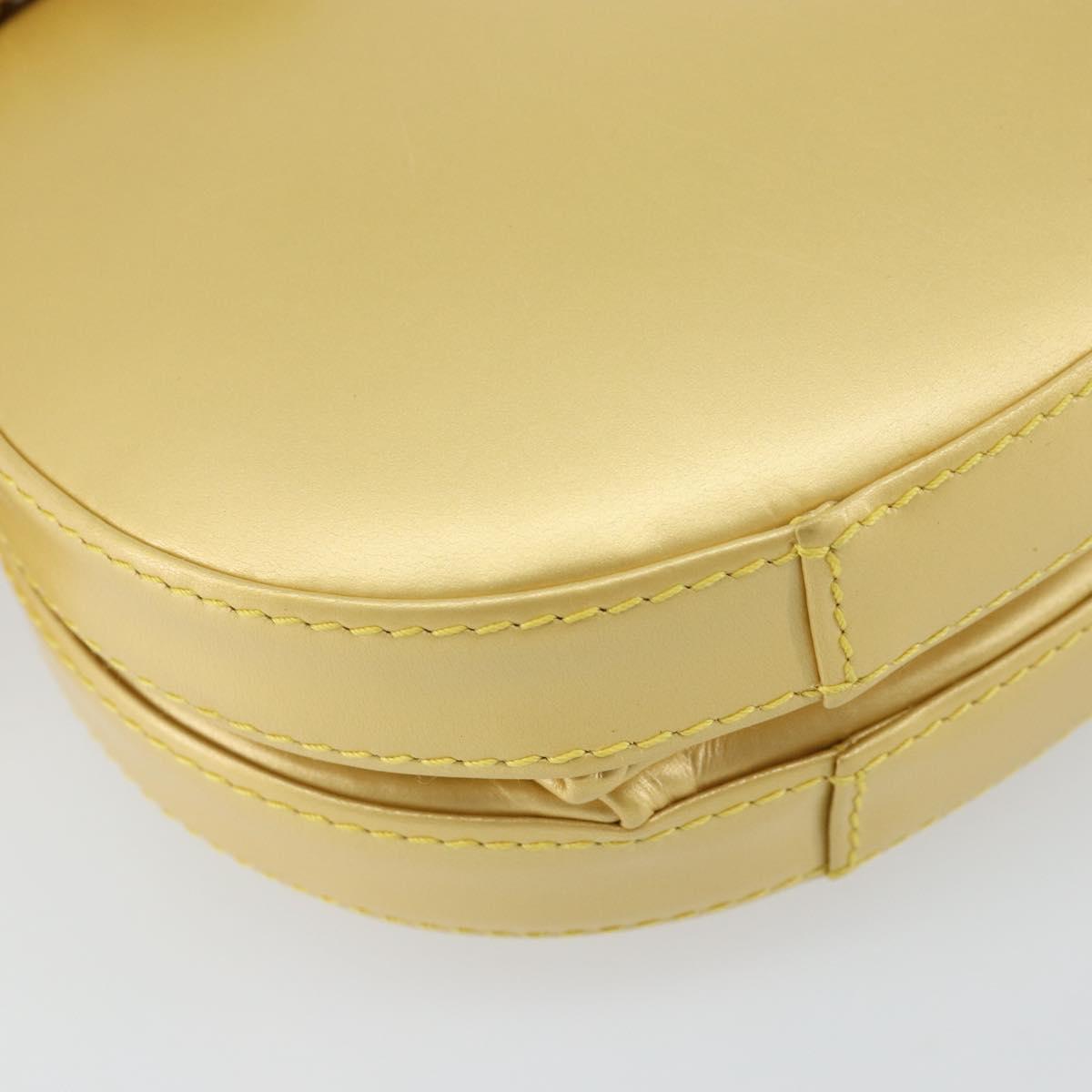 LOEWE Chain Shoulder Bag Leather Yellow Gold Auth 162771