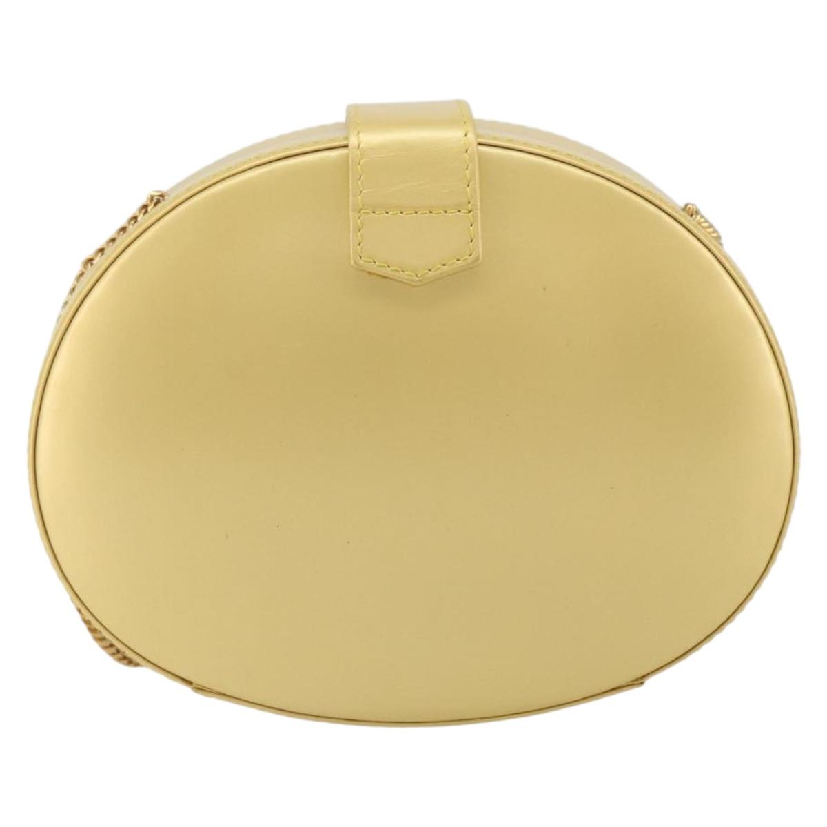 LOEWE Chain Shoulder Bag Leather Yellow Gold Auth 162771