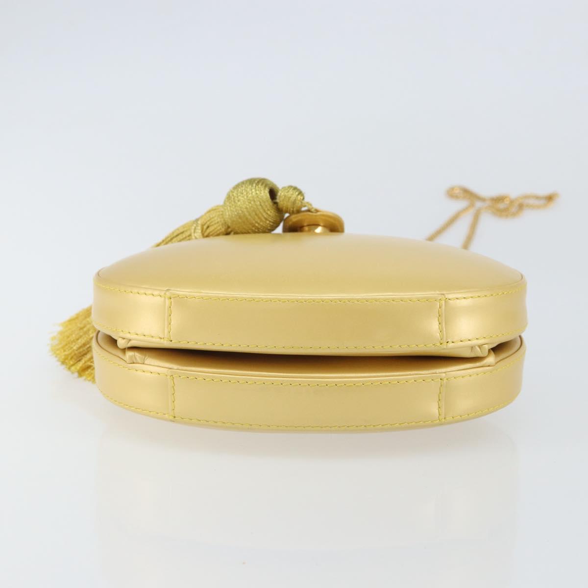 LOEWE Chain Shoulder Bag Leather Yellow Gold Auth 162771