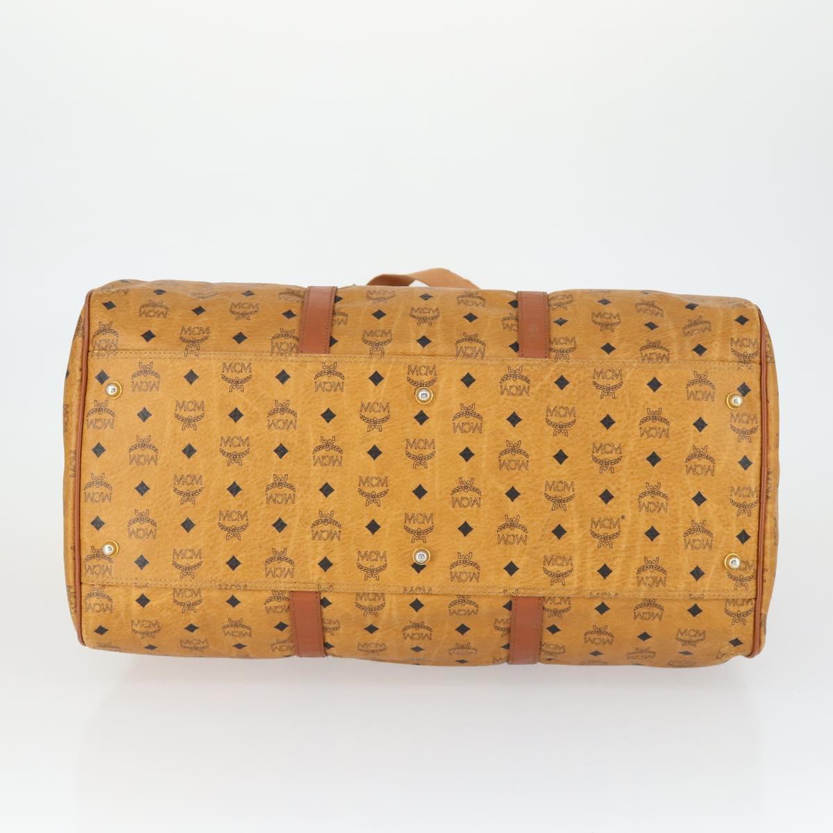 MCM Logogram Vicetos Boston Bag PVC 2way Brown Gold Auth 162772