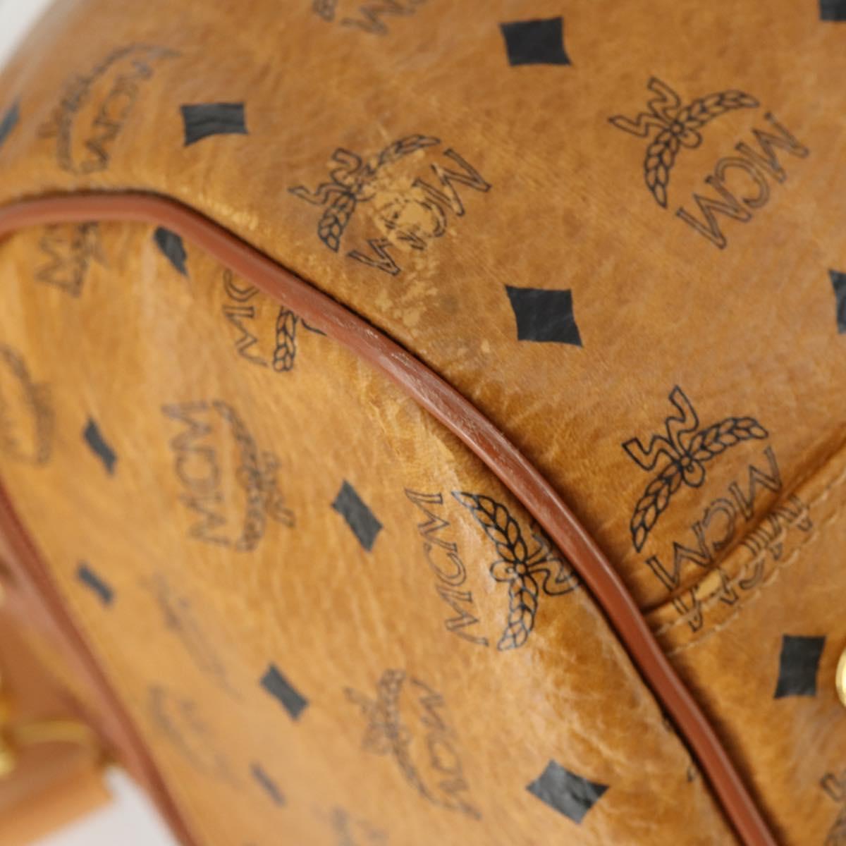 MCM Logogram Vicetos Boston Bag PVC 2way Brown Gold Auth 162772