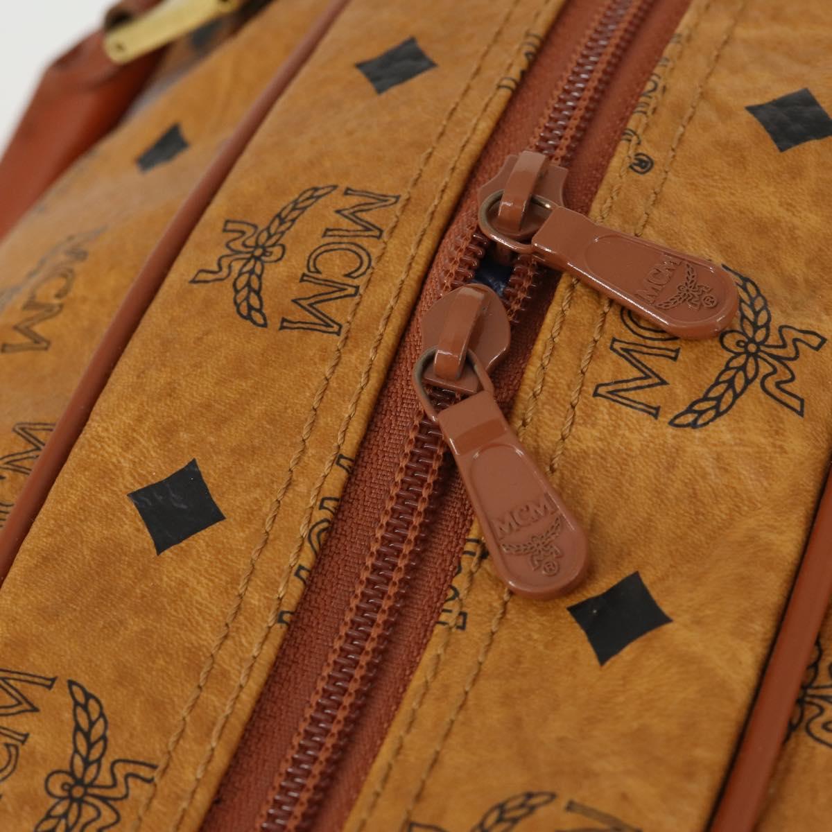 MCM Logogram Vicetos Boston Bag PVC 2way Brown Gold Auth 162772