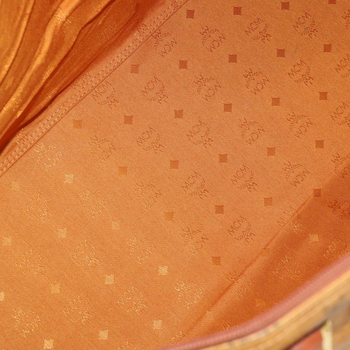 MCM Logogram Vicetos Boston Bag PVC 2way Brown Gold Auth 162772