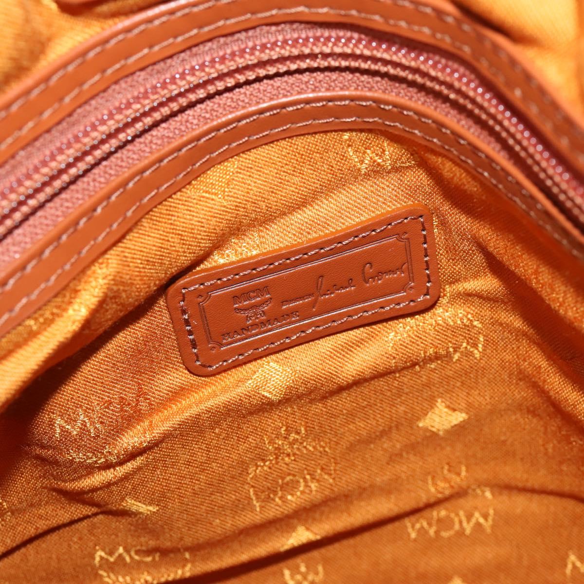 MCM Logogram Vicetos Boston Bag PVC 2way Brown Gold Auth 162772